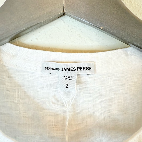 James Perse Elongated Tie Waist White Linen Midi Shirt Dress Size 2 NWT - Picture 8 of 14